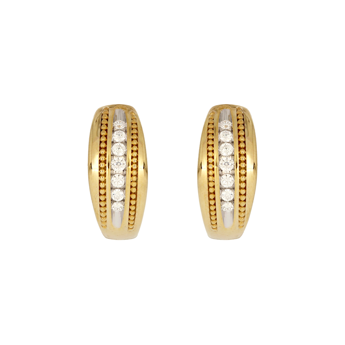 EHC57324. 14K Solid Yellow Gold Diamond Hoop Earrings