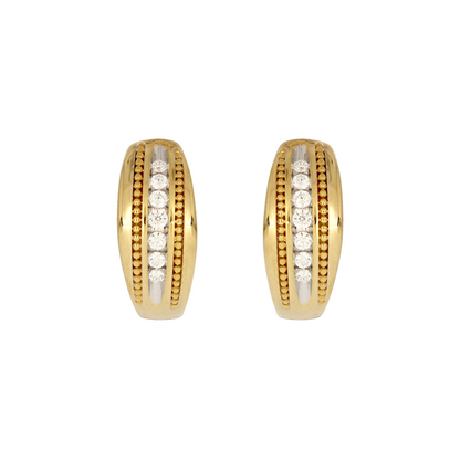 EHC57324. 14K Solid Yellow Gold Diamond Hoop Earrings