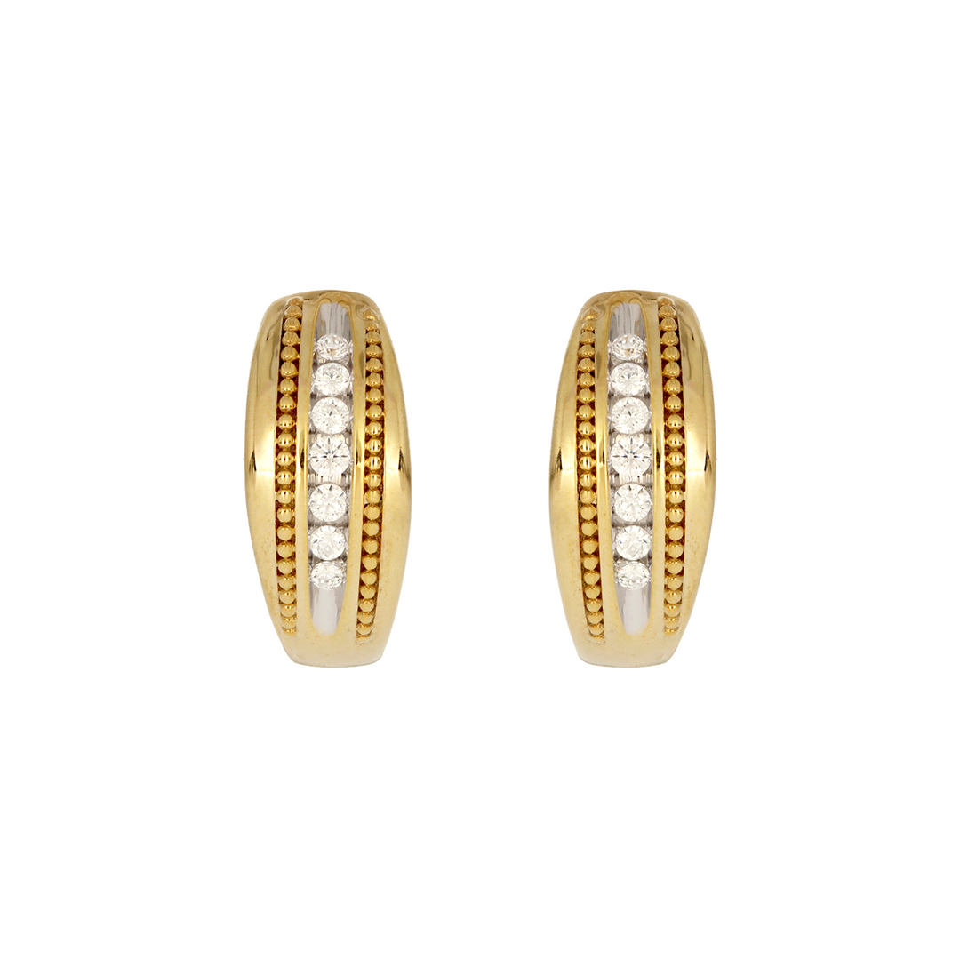 EHC57324. 14K Solid Yellow Gold Diamond Hoop Earrings