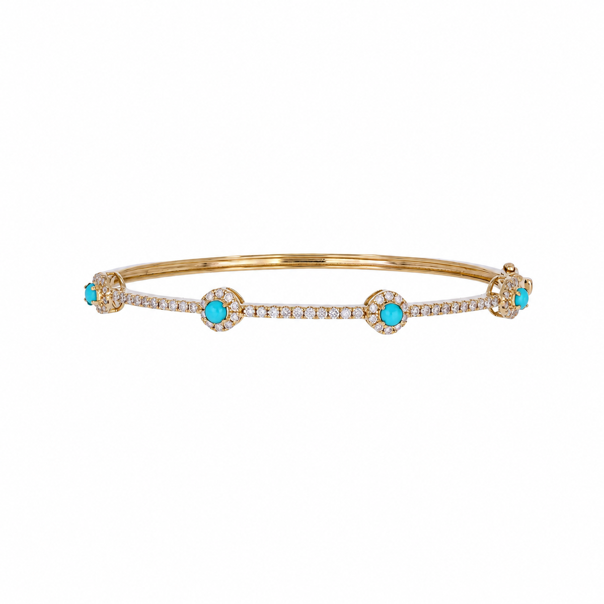 BNJ68672. 14K Solid Gold Diamond & Gemstone Bangle