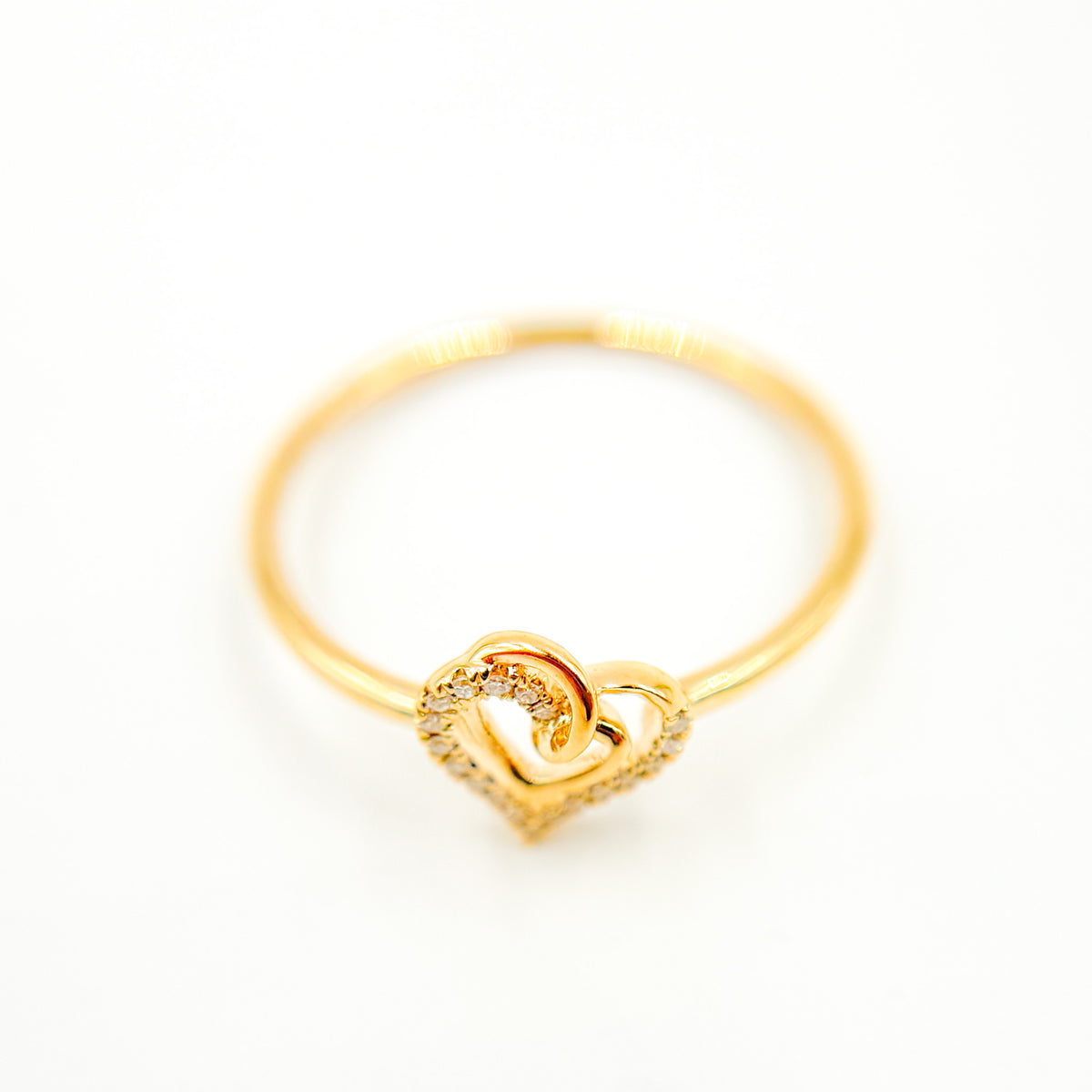 Buy 14K Solid Gold Double Heart Diamond Ring