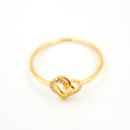 Buy 14K Solid Gold Double Heart Diamond Ring