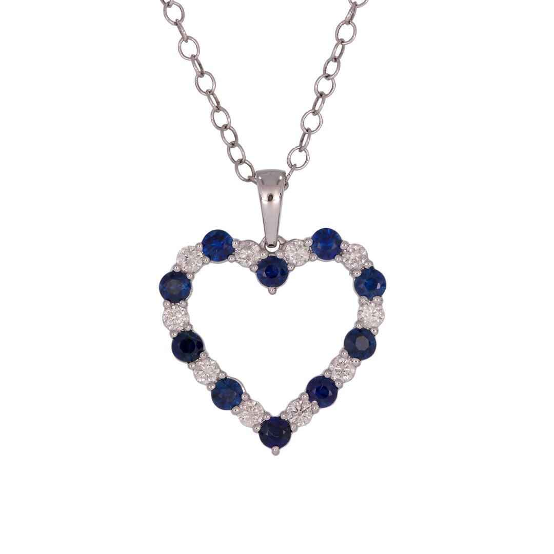 PHD38921. 14K Solid Gold Diamond and Gemstone Heart Shape Necklace