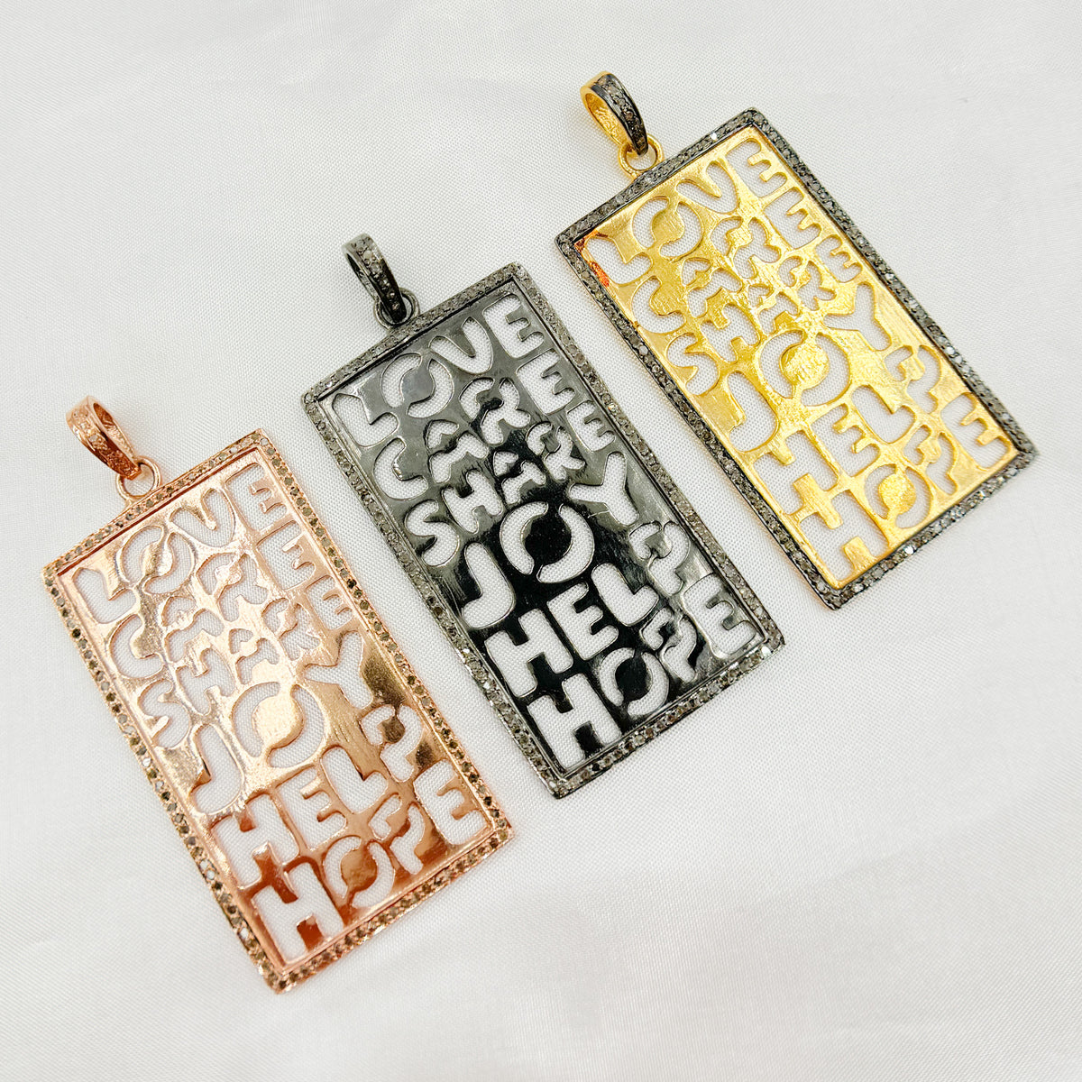 DP150. Diamond Sterling Silver Rectangle Pendant