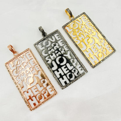 DP150. Diamond Sterling Silver Rectangle Pendant