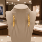 Load image into Gallery viewer, GER181. 14K Solid Gold Twisted Hollow Hoop with Engraved
