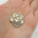 Load image into Gallery viewer, 14K Solid Gold Diamonds and Mother of Pearl Flower Charm. KG121
