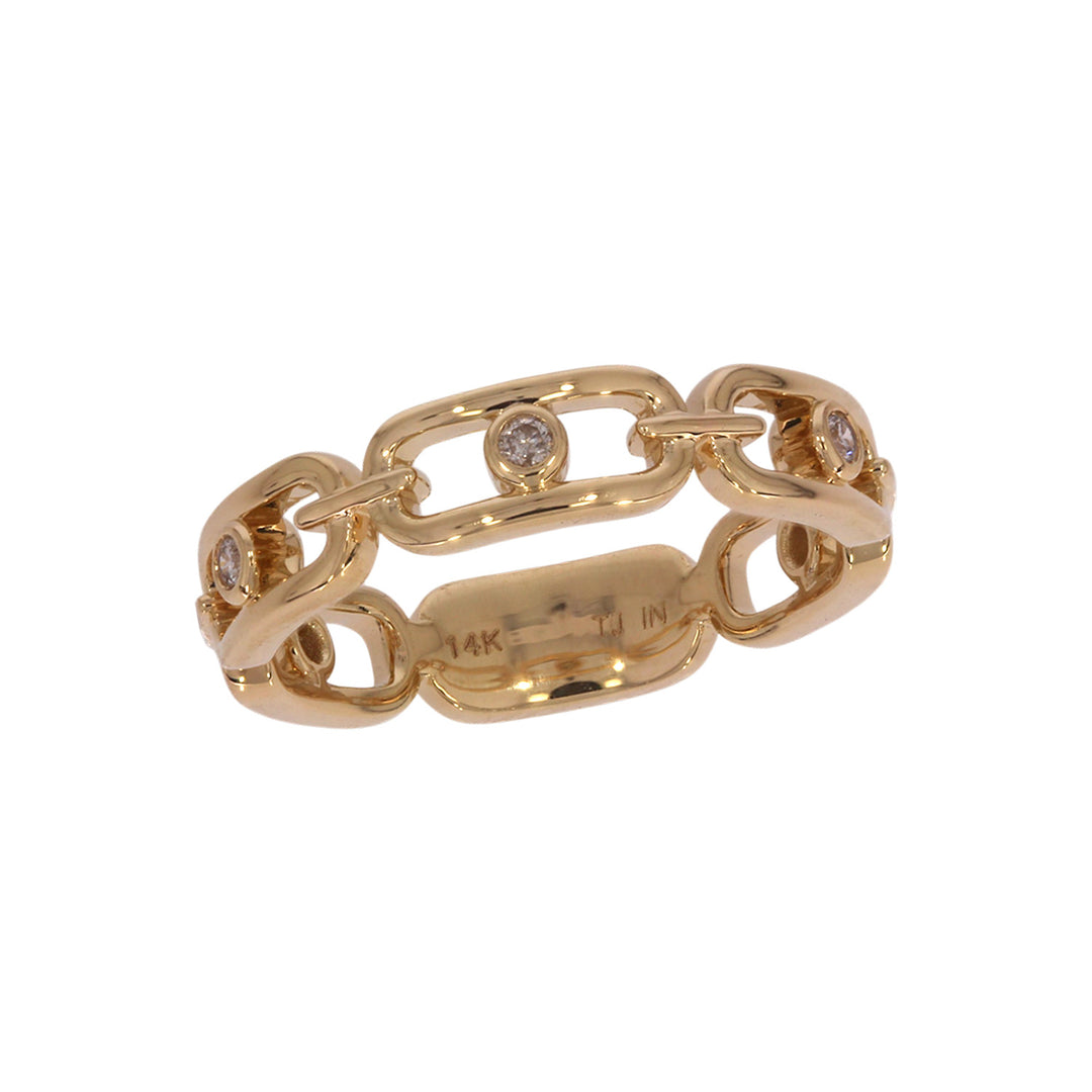 RFA19540. 14k Solid Gold Diamond Chain Ring