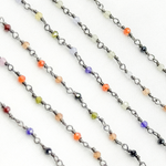 Load image into Gallery viewer, MCZ7. Multi Color Cubic Zirconia Oxidized Wire Chain