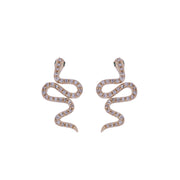 EFD54359EM. 14K Solid Gold Diamond and Emerald Snake Studs