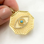 Load image into Gallery viewer, DP692. Diamond Sterling Silver Octagon Eye Pendant with Gemstone
