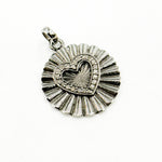 Load image into Gallery viewer, DP345. Diamond Sterling Silver Round Heart Pendant
