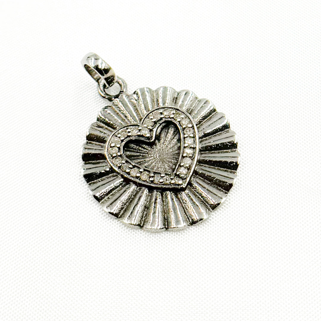 DP345. Diamond Sterling Silver Round Heart Pendant