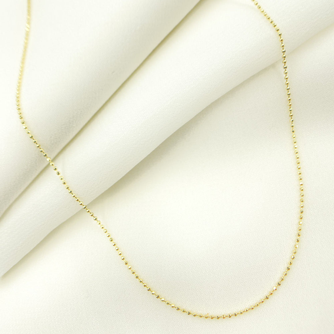 120CP8L. 14K Solid Yellow Gold Diamond Cut Ball Link Necklace