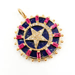 Load image into Gallery viewer, 14K Solid Gold Star Round Pendant
