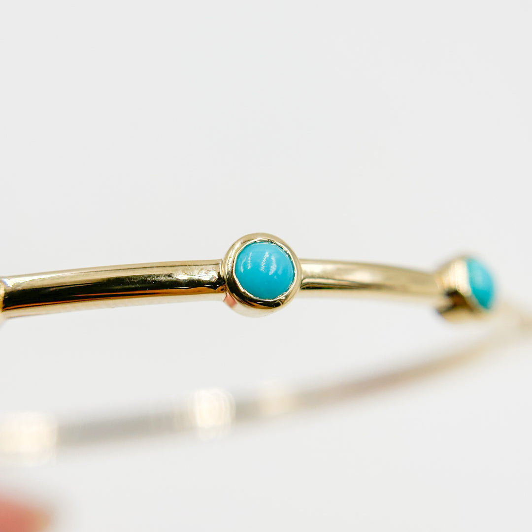 BNZ68414. 14K Solid Yellow Gold and Gemstone Bangle
