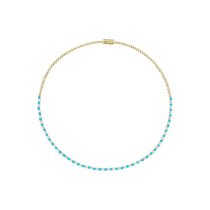 NFQ72599. 14K Solid Gold Diamond and Gemstone Fancy Necklace