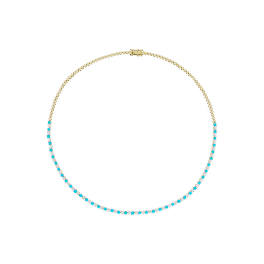 NFQ72599. 14K Solid Gold Diamond and Gemstone Fancy Necklace