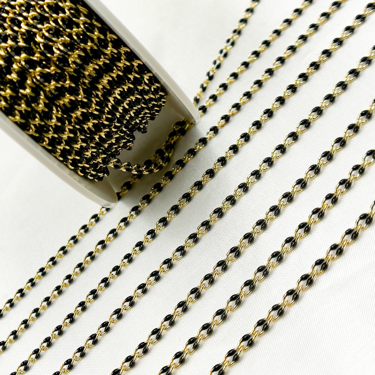 Gold Plated Black Enamel Cable Link Chain