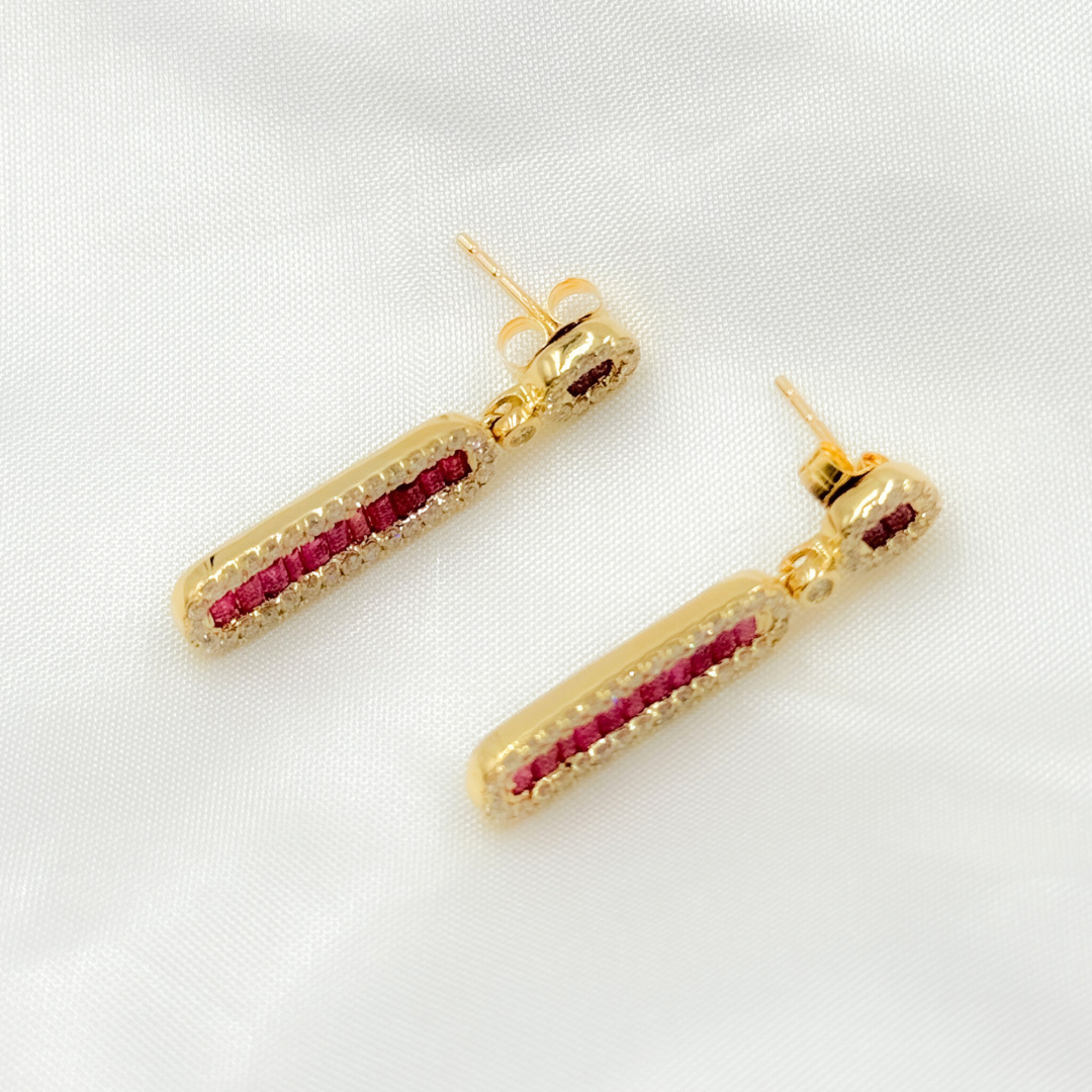 14k Solid Gold Diamond and Ruby Dangle Earrings. EFJ52125RU