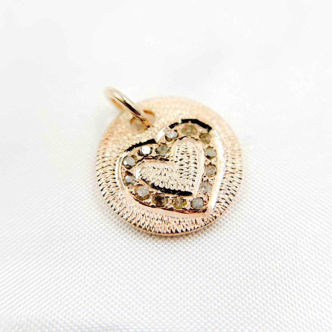 DC576. Diamond Sterling Silver Round Heart Charm