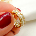 Load image into Gallery viewer, 14K Solid Gold Baguette Diamond Huggies. EHL56701
