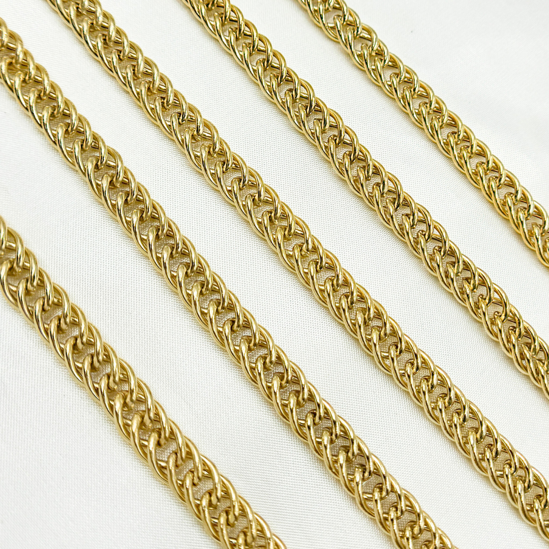 V36GP. Gold Plated  925 Sterling Silver Hollow Double Curb Chain