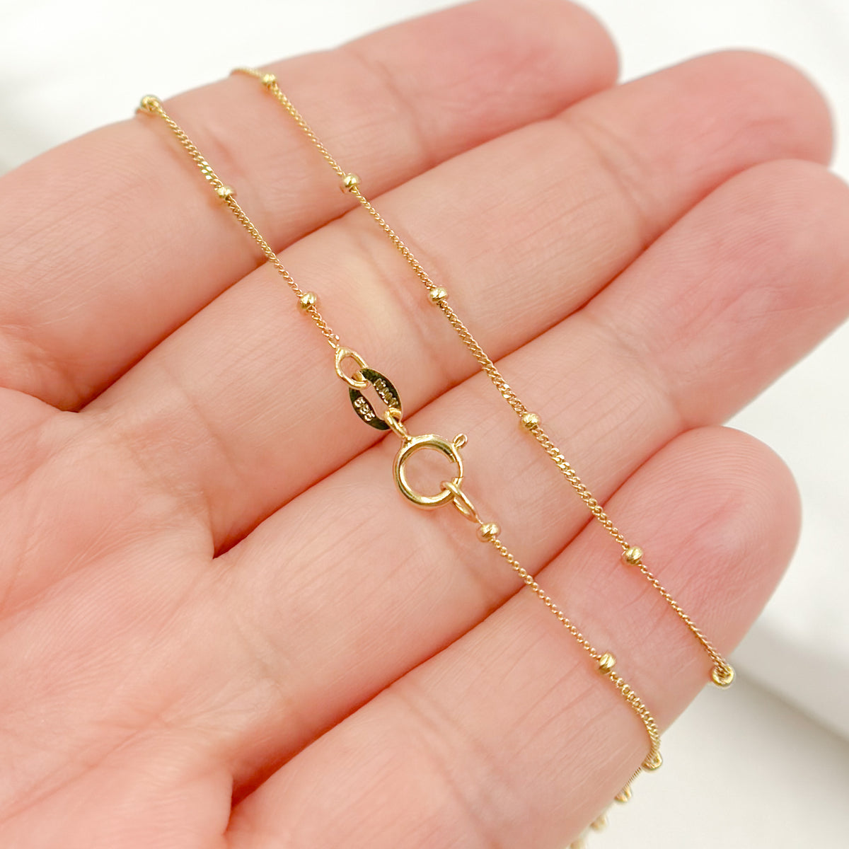 14K Solid Gold Satellite Chain