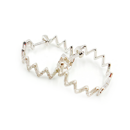 14k Solid White Gold Fancy Hoops