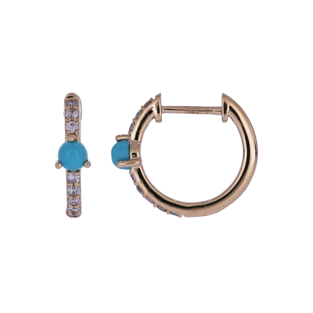 CE97354TQ3. 18K Solid Gold Diamond & Turquoise Earrings