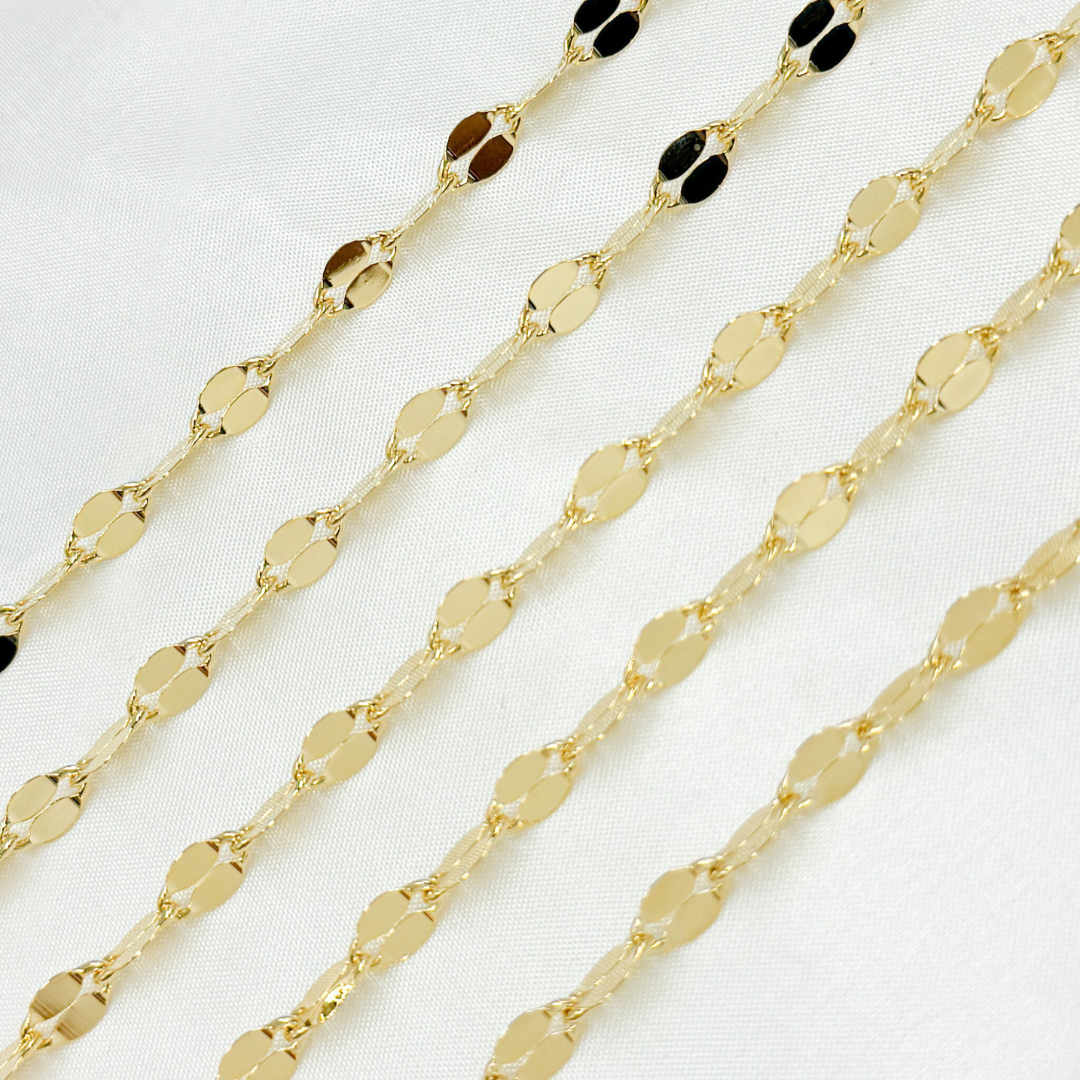 V68GP. Gold Plated 925 Sterling Silver Fancy Marina Link Chain