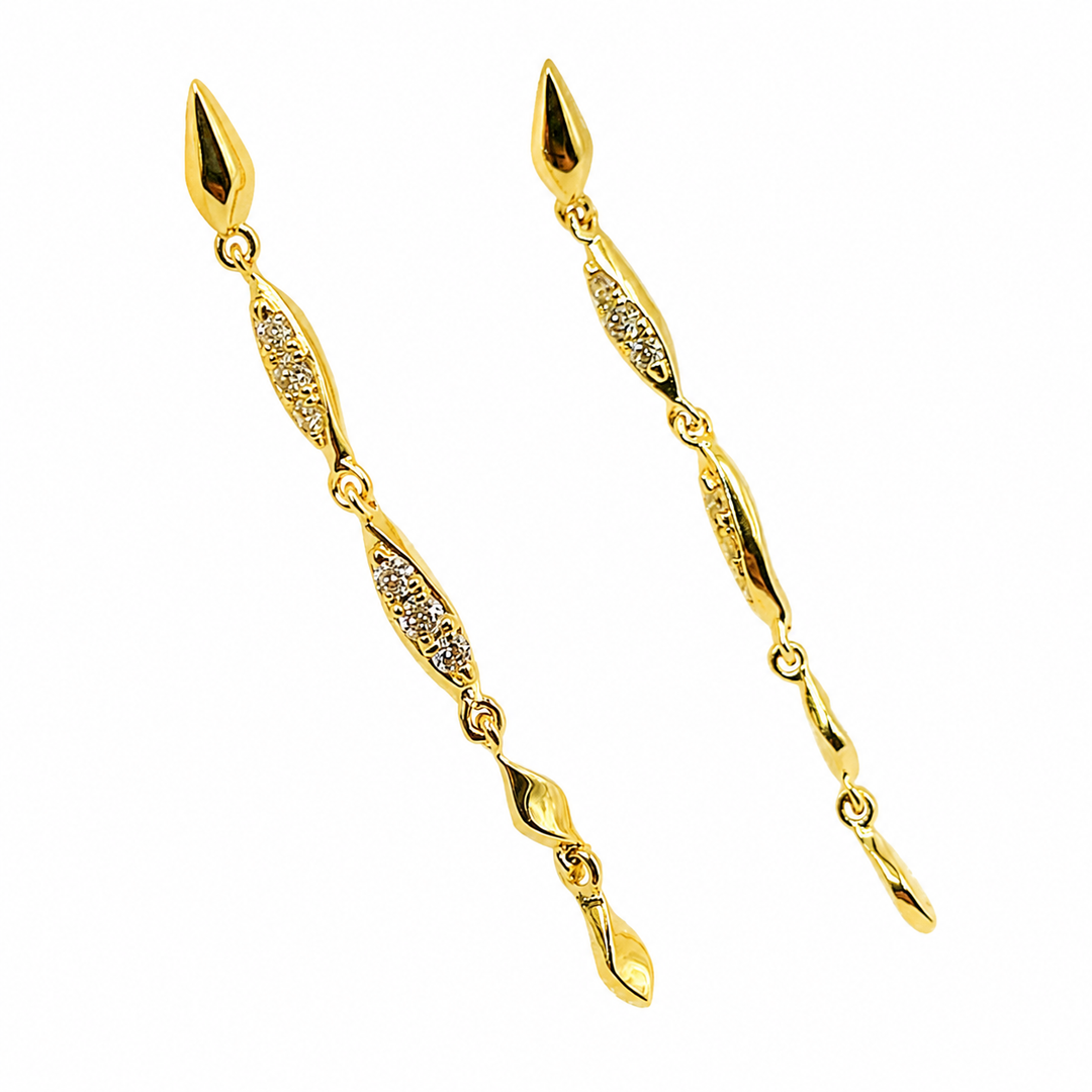 EFC52055. 14K Solid Gold and Diamonds Threader Earrings