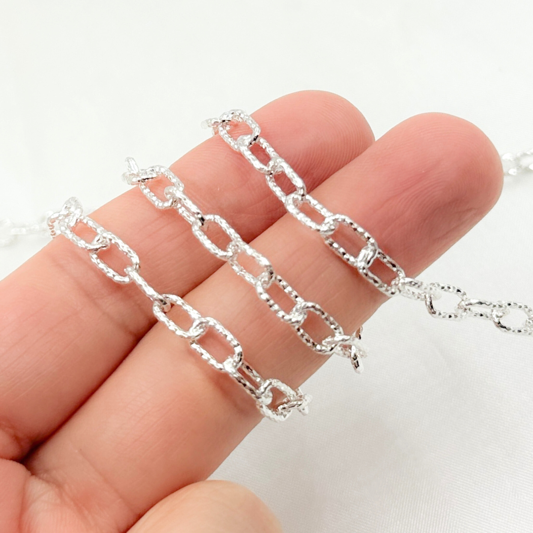 925 Sterling Silver Diamond Cut Cable Link Chain. V151DCSS