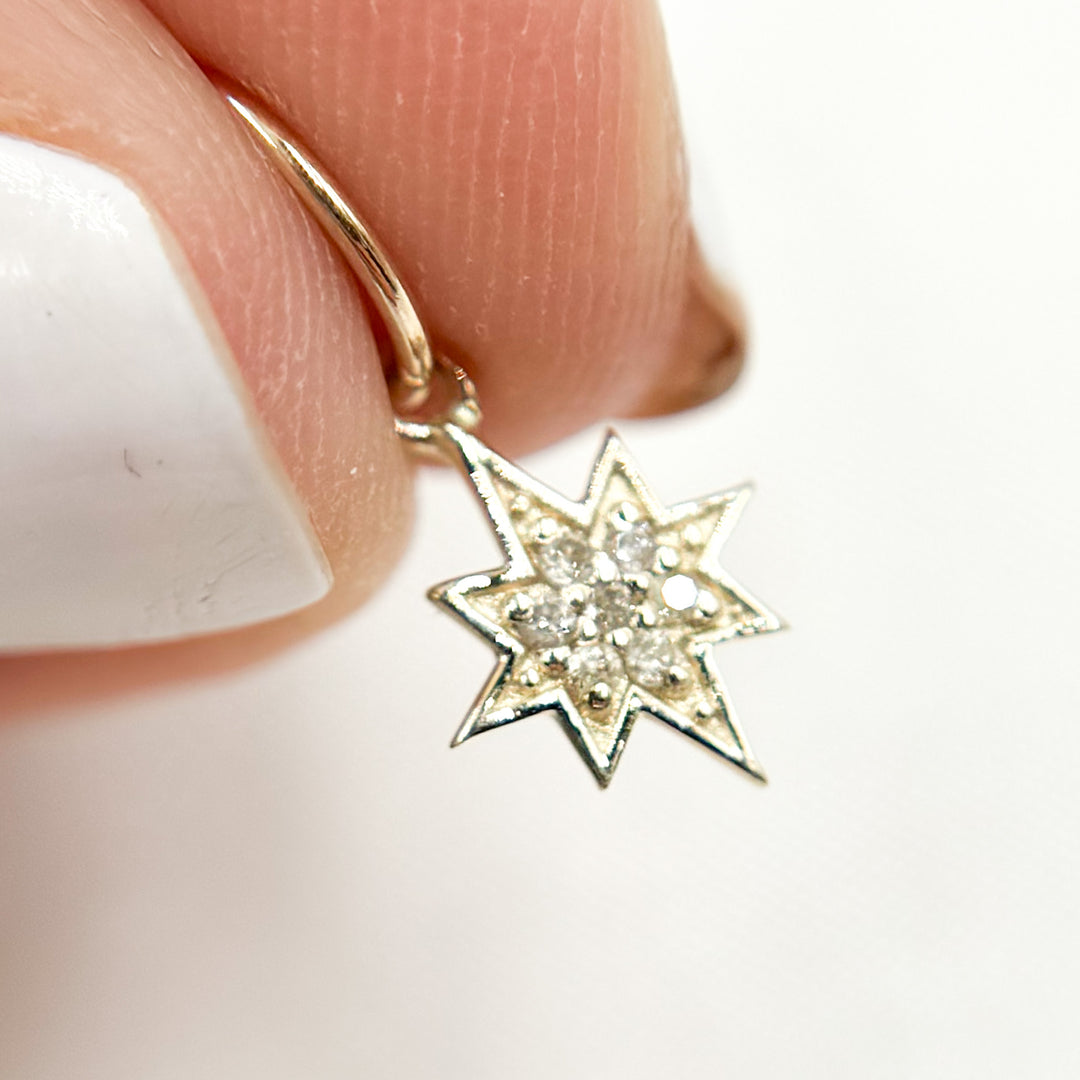 GDP458. 14K Solid Gold Diamond Star Charm