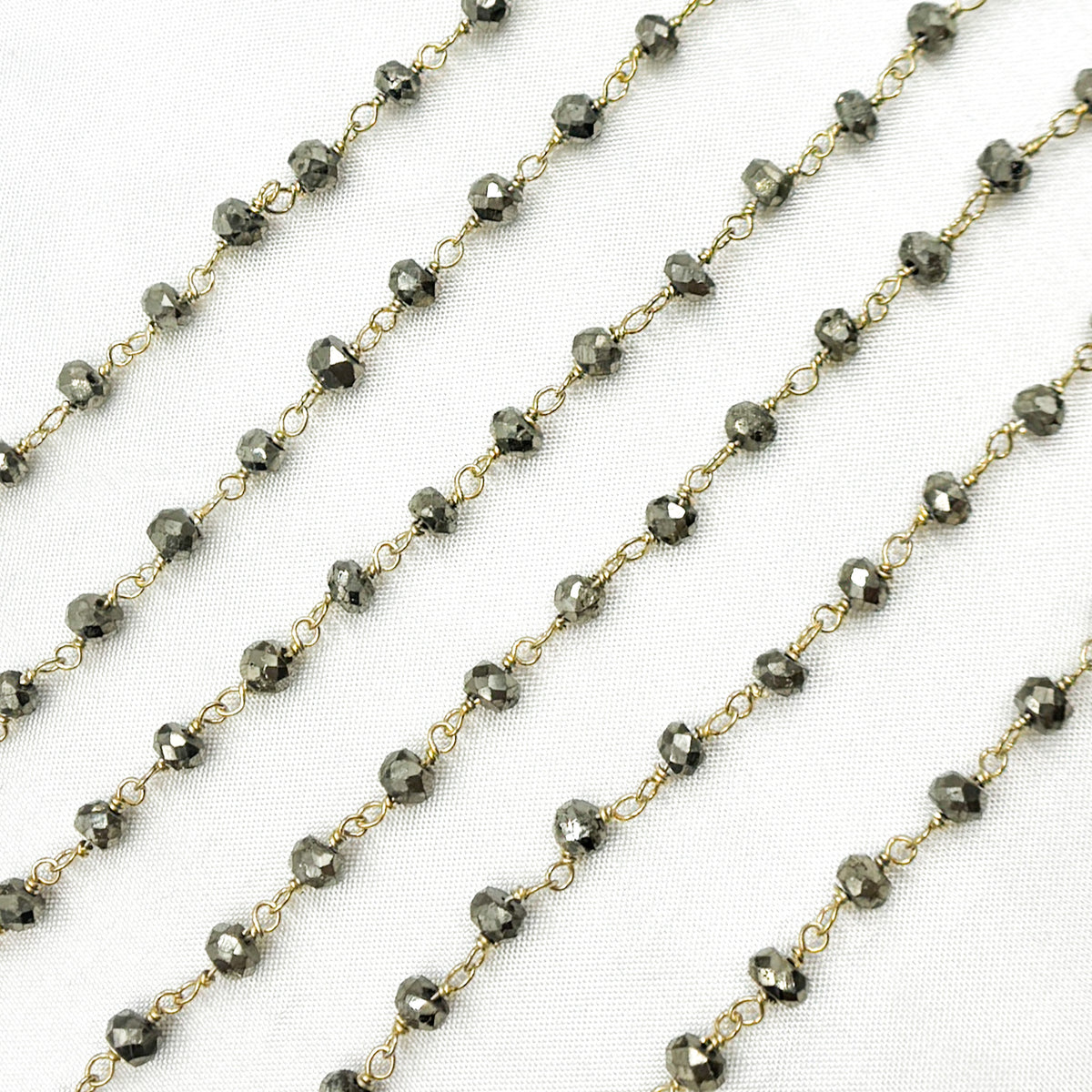 Pyrite Gold Plated 925 Sterling Silver Wire Chain.