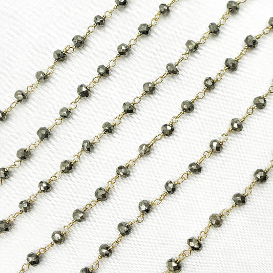 Pyrite Gold Plated 925 Sterling Silver Wire Chain.
