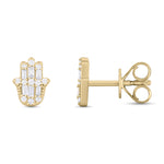 Load image into Gallery viewer, ER421148. 14K Solid Gold Diamond Hamsa Hand Studs
