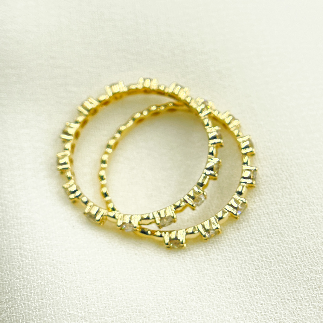 Shop Now 14K Solid Yellow Gold Double Diamond Ring