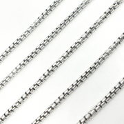 Y50OX. Oxidized Sterling Silver Round Box Chain