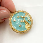 Load image into Gallery viewer, DP664A. Diamond Sterling Silver Round Zodiac Libra Symbol Enamel Pendant
