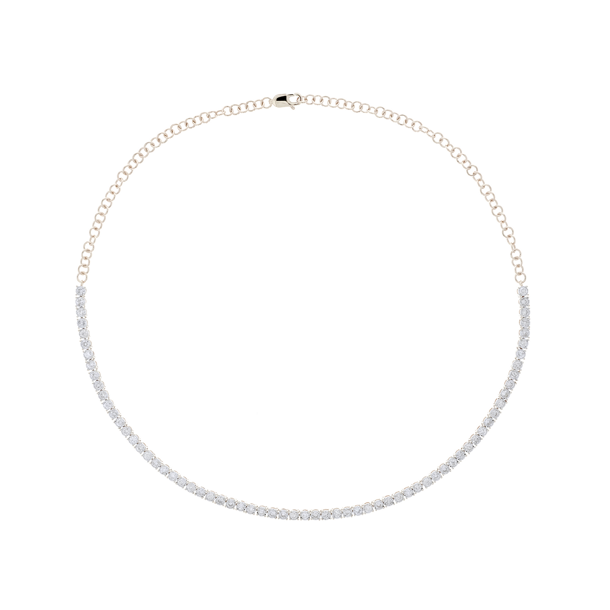 Shop Now 14K Solid Gold Diamond Tennis Choker Necklace