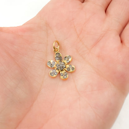 DC480. Diamond Sterling Silver Flower Charm