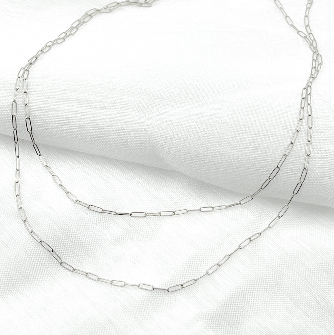 1606OXNecklace. Oxidized  Sterling Silver Smooth Paperclip Necklace