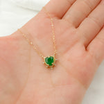 Load image into Gallery viewer, 14K Solid Gold Diamond and Emerald Heart Necklace. CN96330EM
