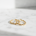 Load image into Gallery viewer, 15850003133. 14K Solid Gold Twist Double Round Hollow Hoop Earrings