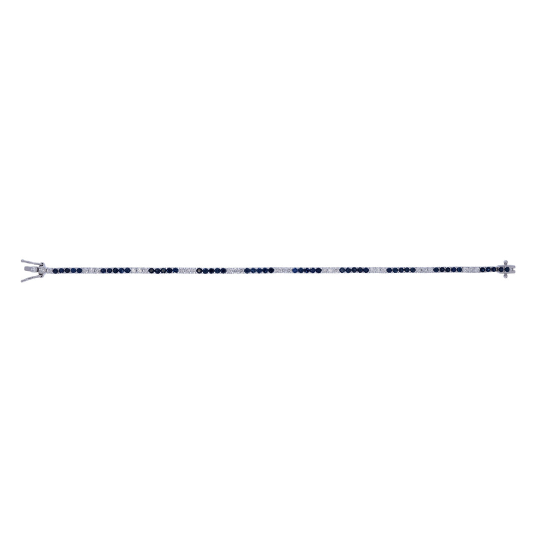 CB97388-2. 14k Solid Gold Diamond and Gemstone Tennis Bracelet