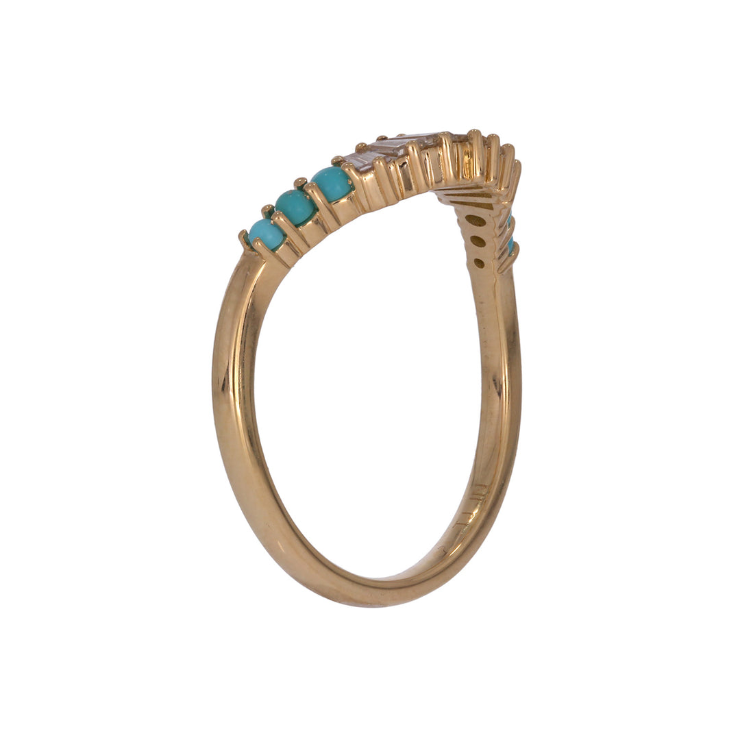 RFF19754TQ. 18K Solid Gold Diamond & Turquoise Ring
