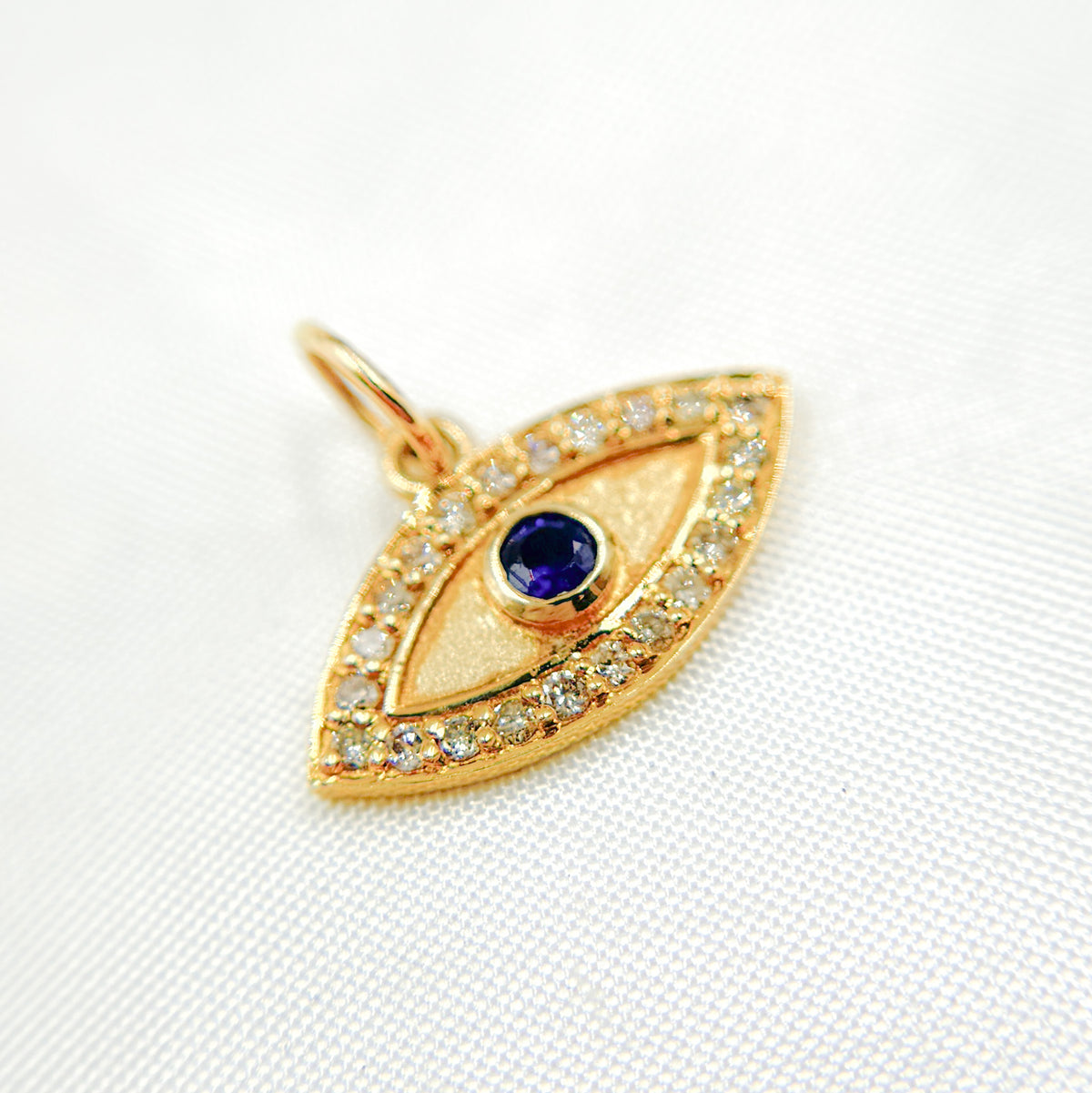 14k Solid Gold Diamond and Gemstone Eye Charm. GDP34EYE