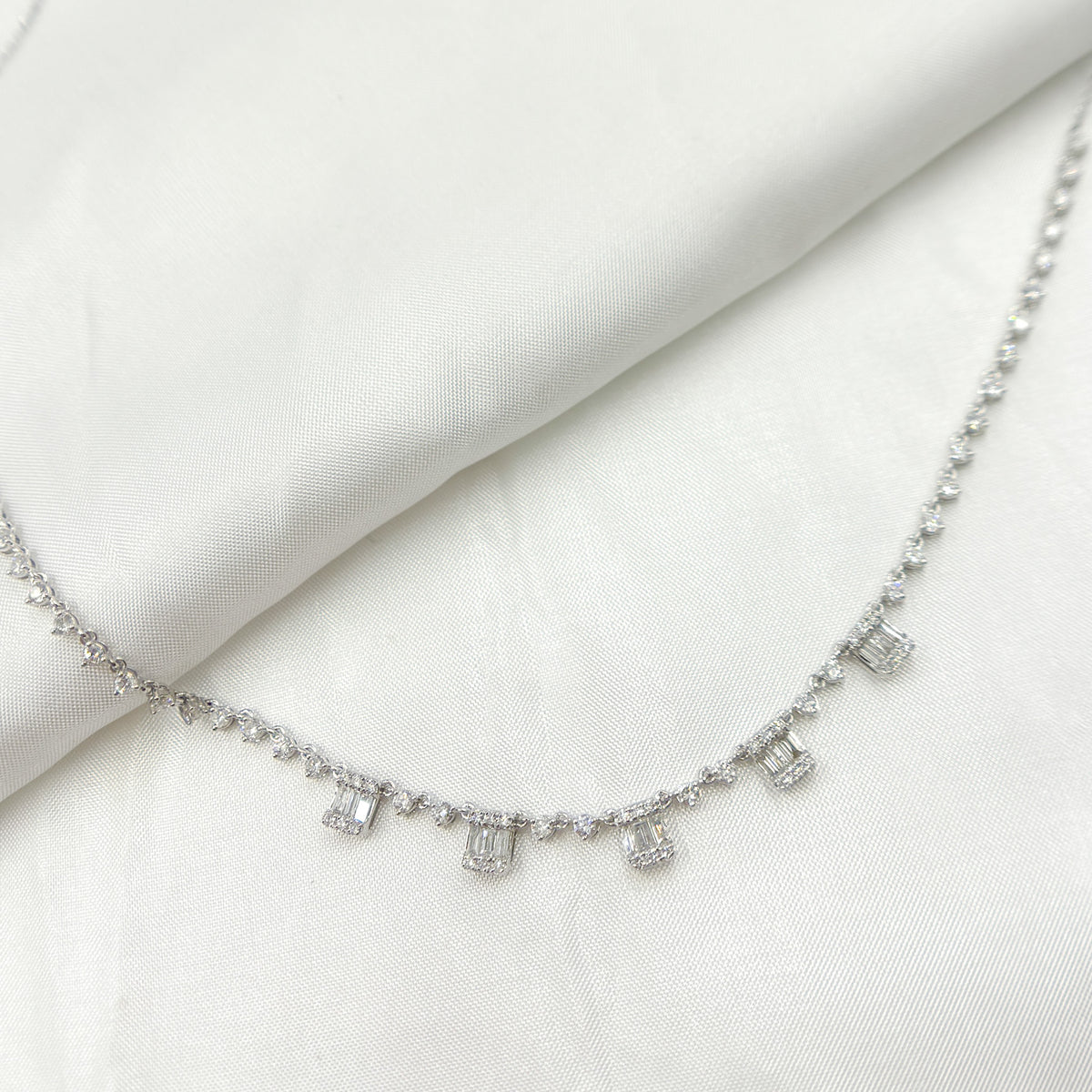 14K Solid Gold Diamond Dangle Necklace