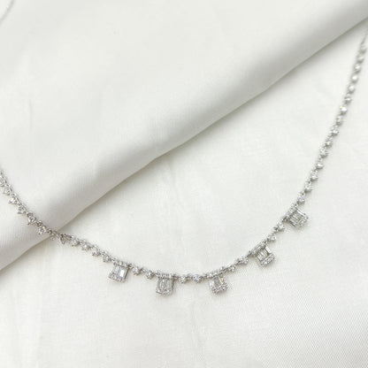 14K Solid Gold Diamond Dangle Necklace